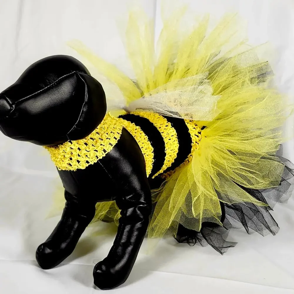 Handmade Bumblebee Pet Tutu Dress – Small Dog Costume NWT Yellow/Black